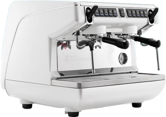White Nuova Simonelli Appia Life Compact two-group espresso machine