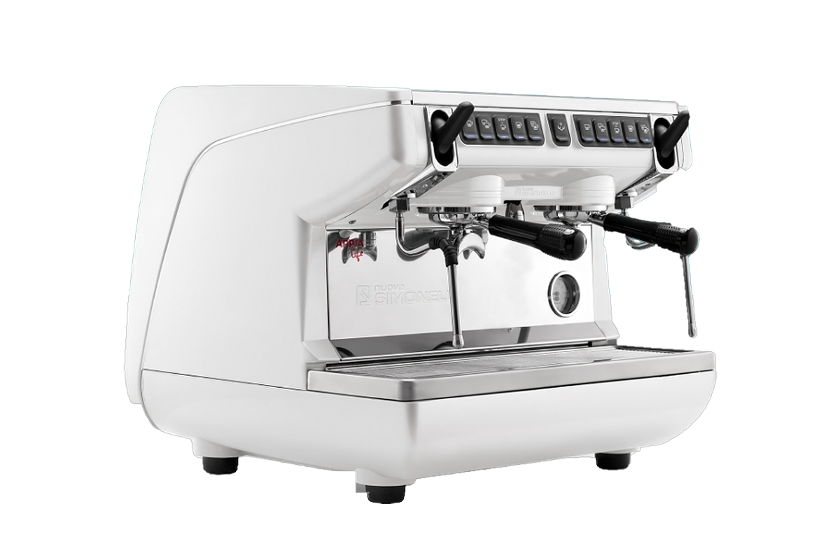Ekspres Nuova Simonelli Appia Life Compact, 2 grupy, White Pearl, widok 3/4