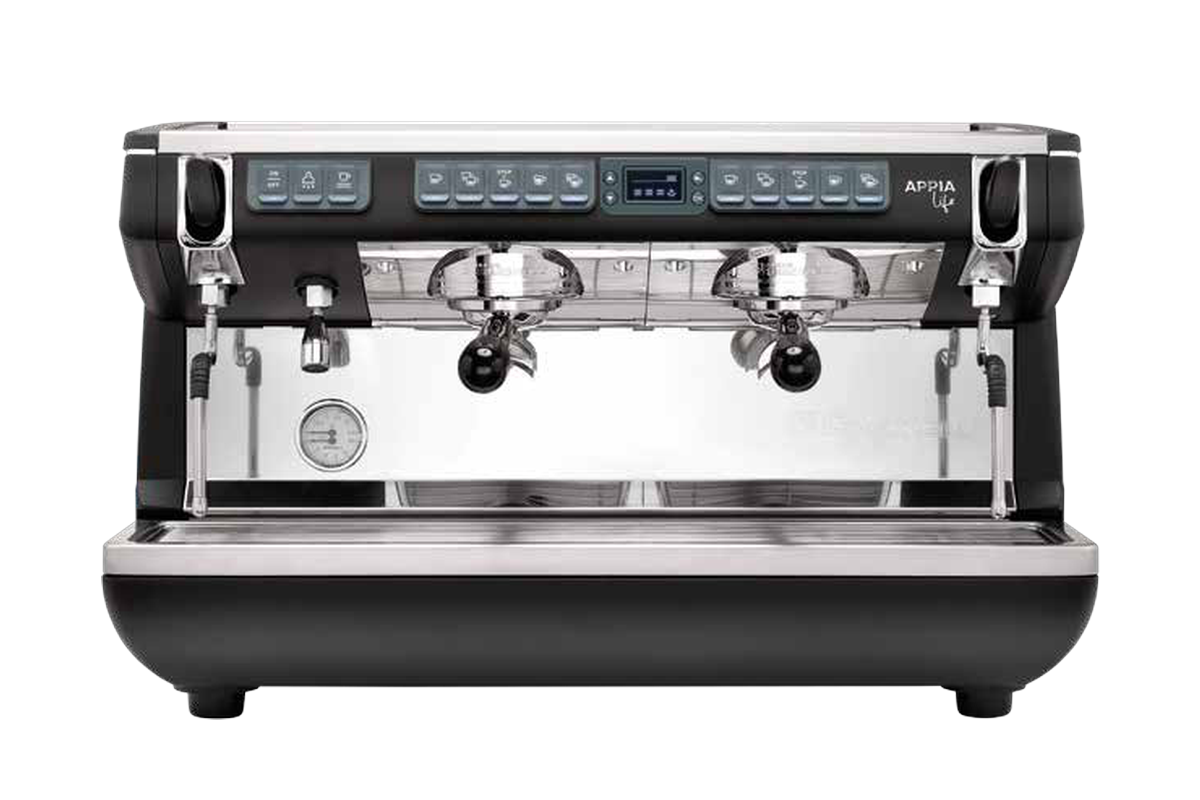 Ekspres Nuova Simonelli Appia Life XT, 2 grupy, czarny, z przodu