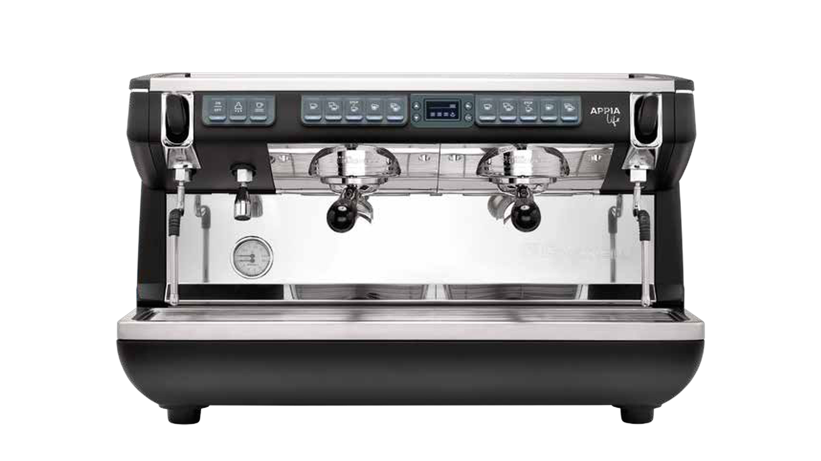 Ekspres Nuova Simonelli Appia Life XT, 2 grupy, czarny, widok z przodu