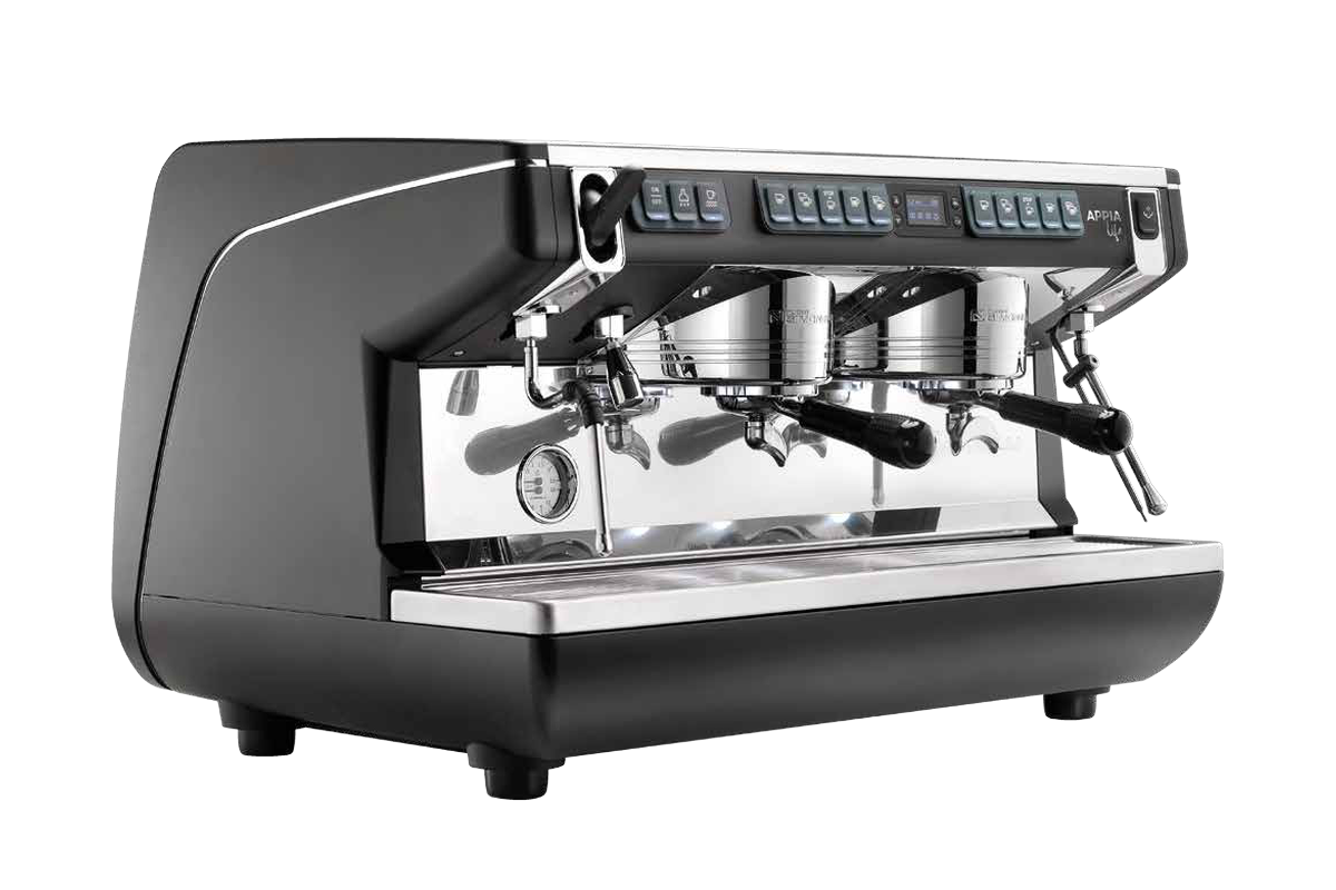 Ekspres Nuova Simonelli Appia Life XT, 2 grupy, czarny, widok 3/4