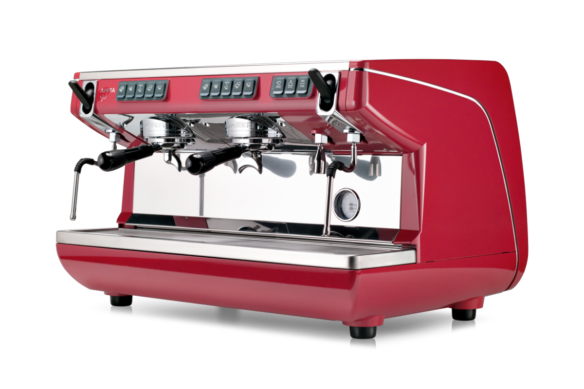 Ekspres Nuova Simonelli Appia Life, 2 grupy podwyższone, Heart Red, widok 3/4