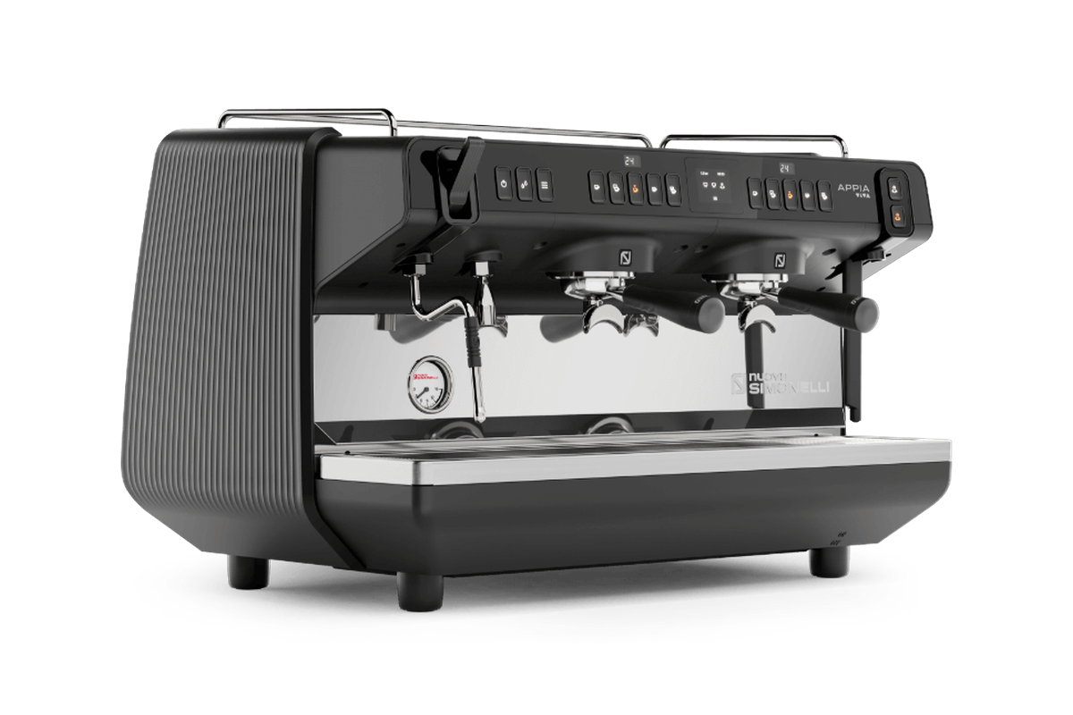 Ekspres Nuova Simonelli Appia Viva XT, 2 grupy, czarny, widok 3/4